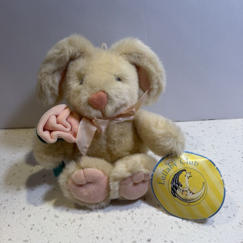 VTG Lullaby Club  Plush Bunny With Flower 1998 NWT